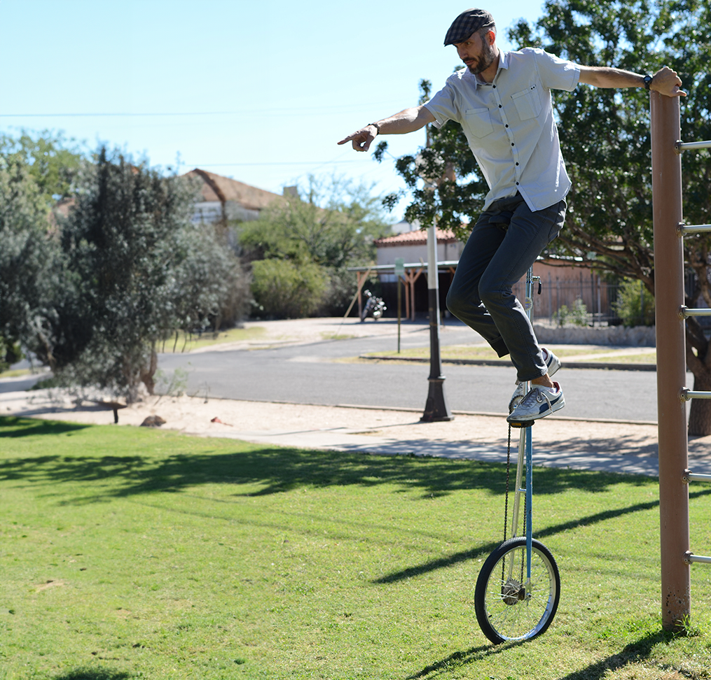 Chris on a unicycle
